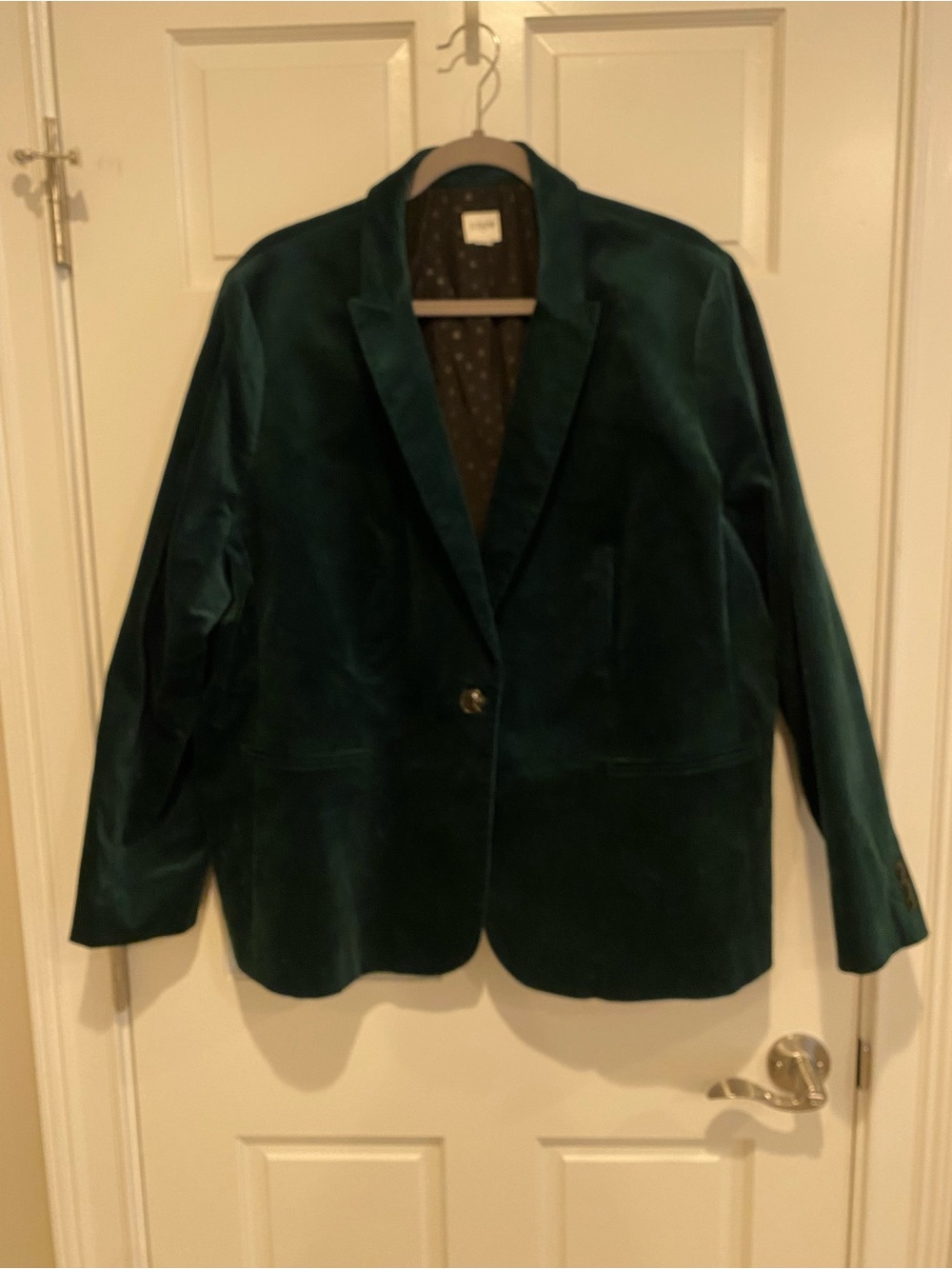 J. Crew Velvet Single-Button Blazer in Teal Green